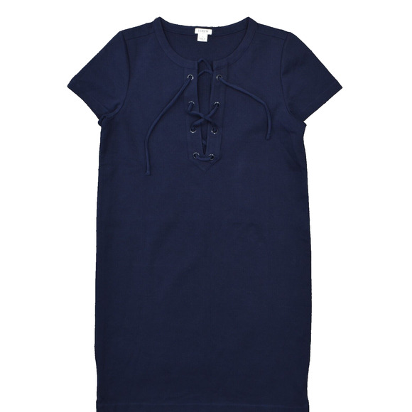 J Crew Women's Size S Shift Dress Blue Knee Length Casual Cotton Solid Crew Ne - Picture 1 of 8